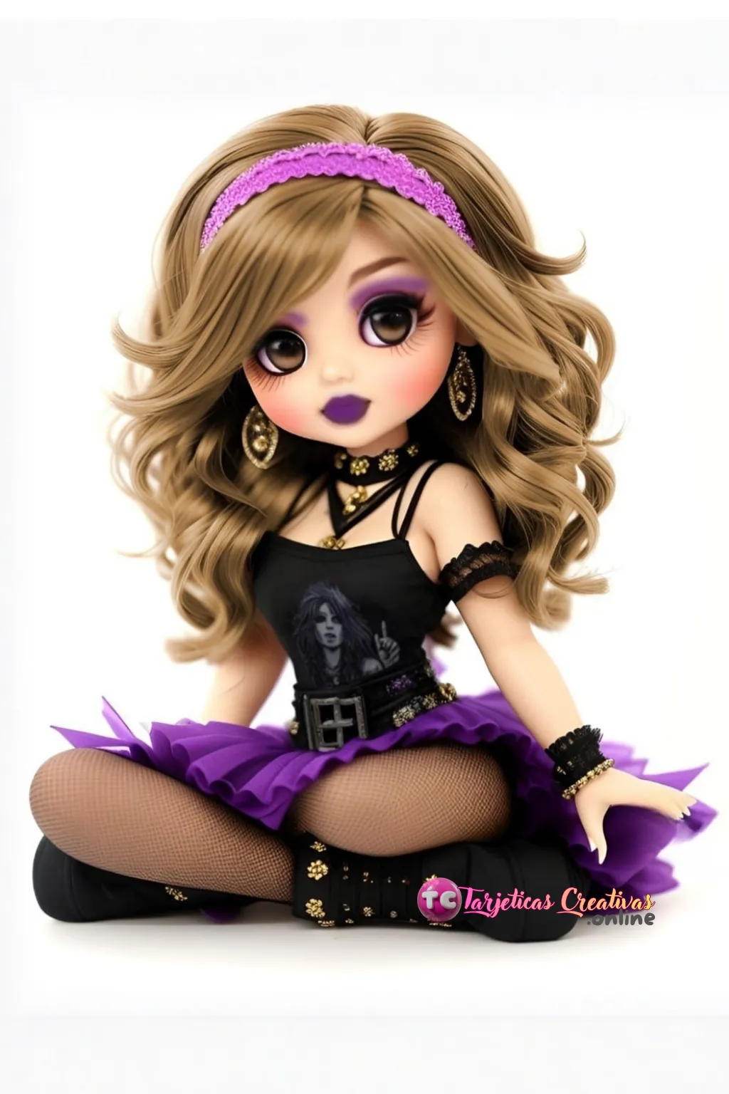 Mujer de pelo rubio estilo gotico