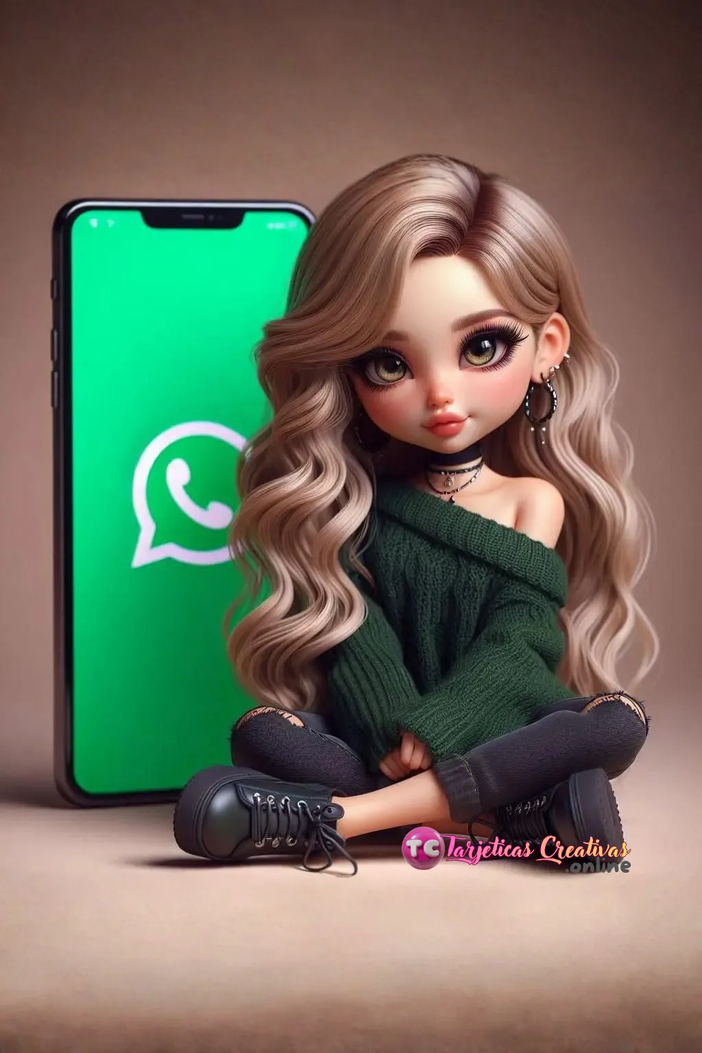 Mujer de pelo rubio con movil y whatsapp