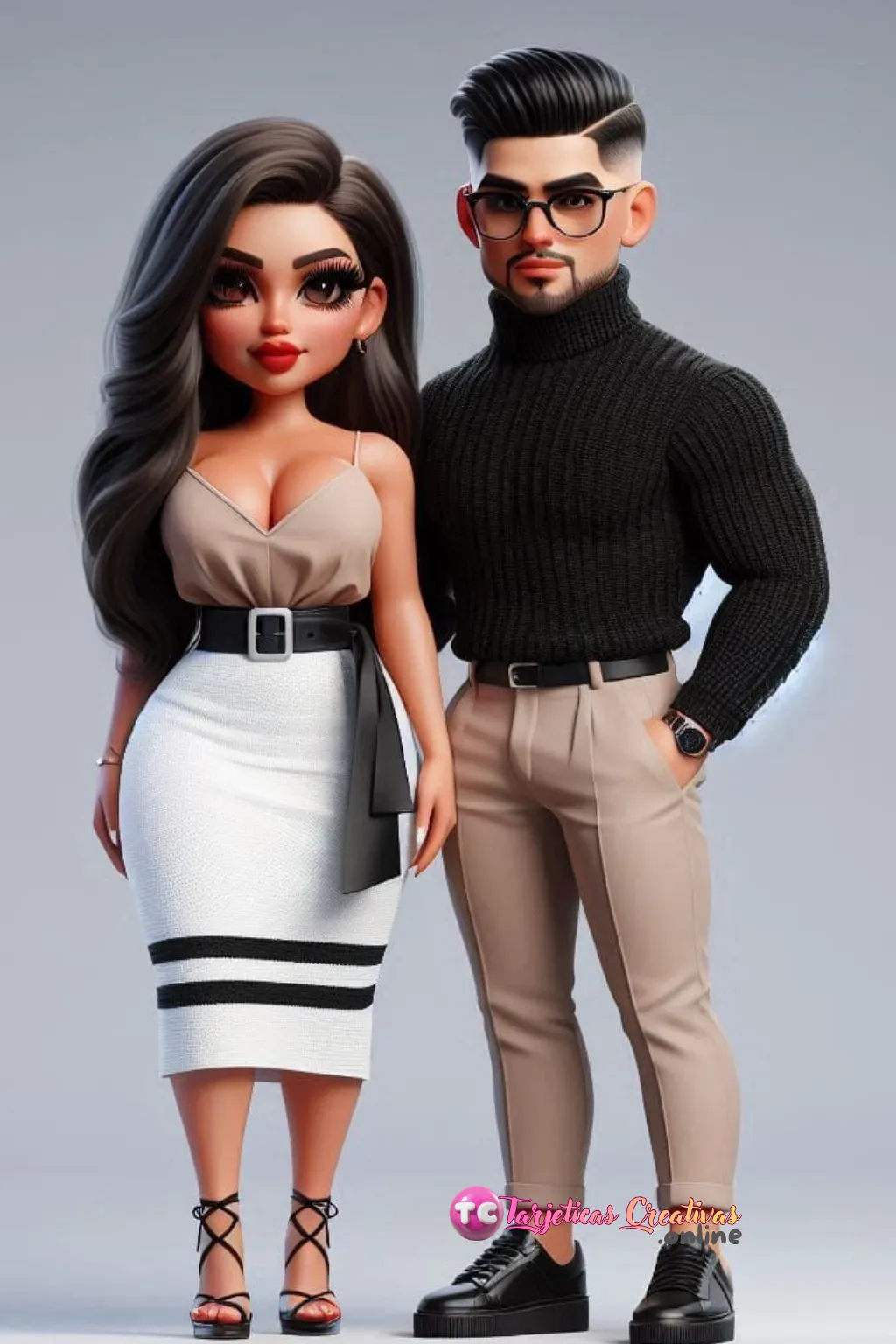 Pareja de modelos parados