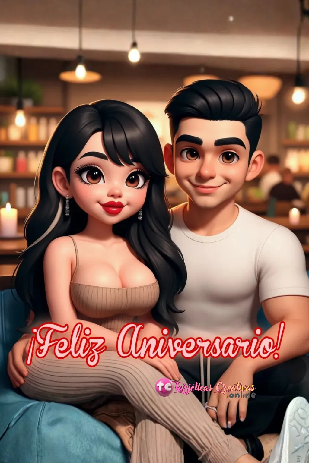 pareja feliz de aniversario en restaurant