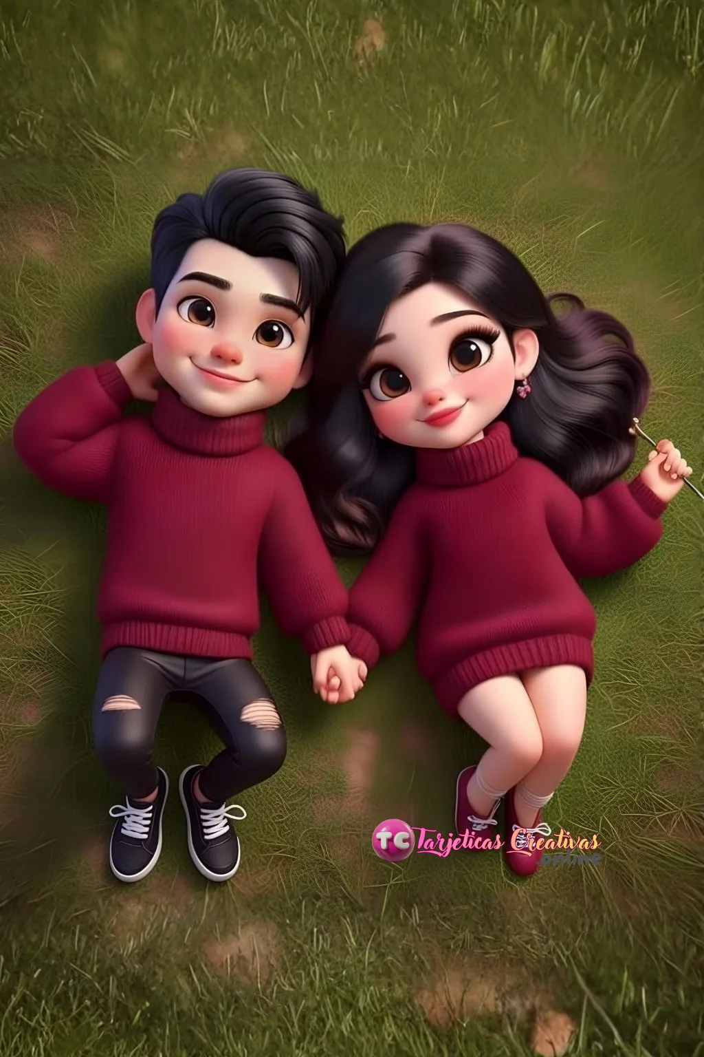 Tarjeta de San Valentín gratis de pareja de enamorados para personalizar online y descargar en HD