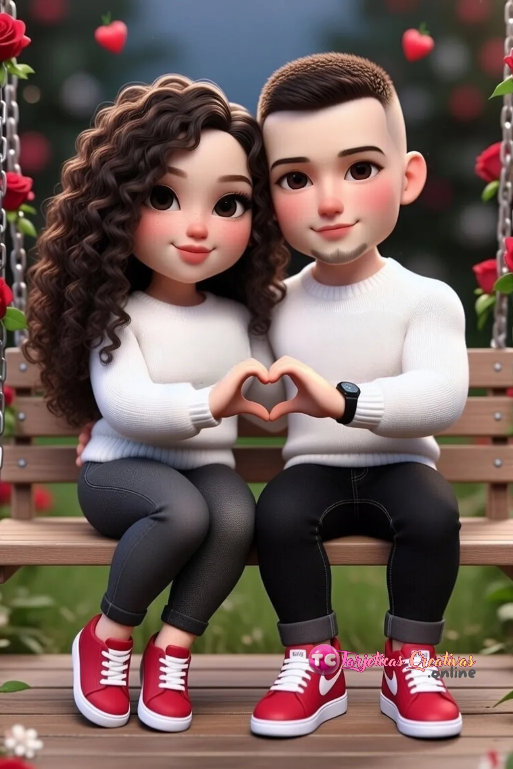 Diseño romántico personalizado para novia con detalles florales de pareja con corazón