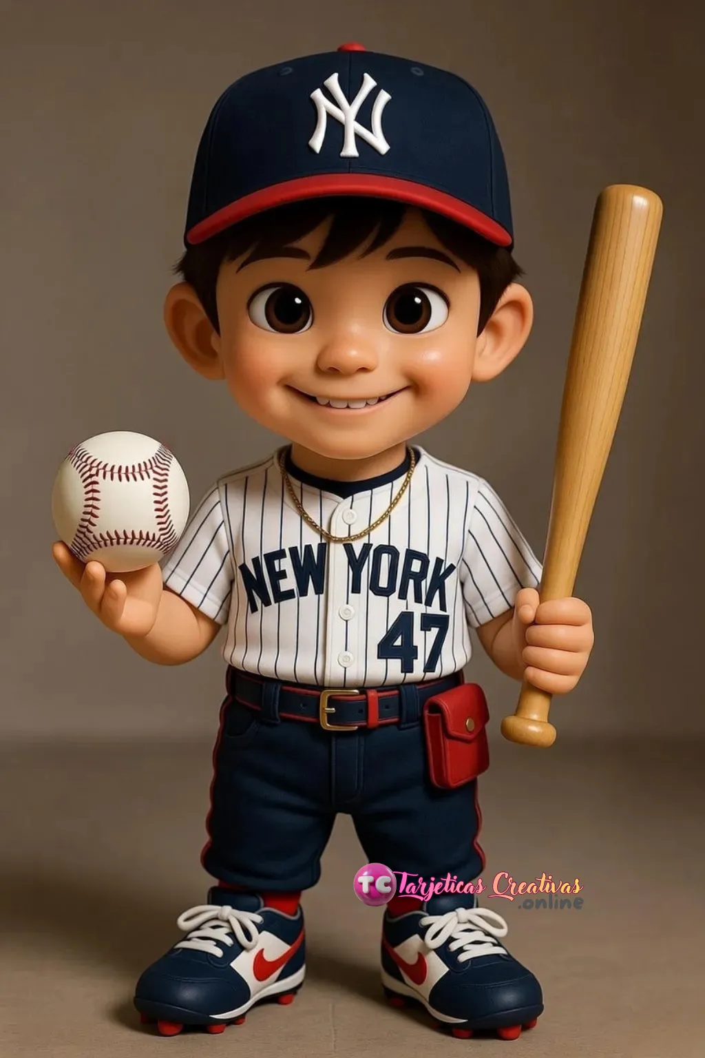 Bebe parado en uniforme de beisbolista