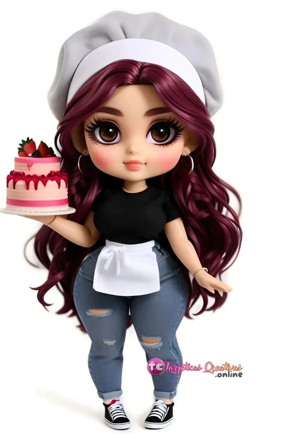 Mujer de pelo rojo repostera con gorro