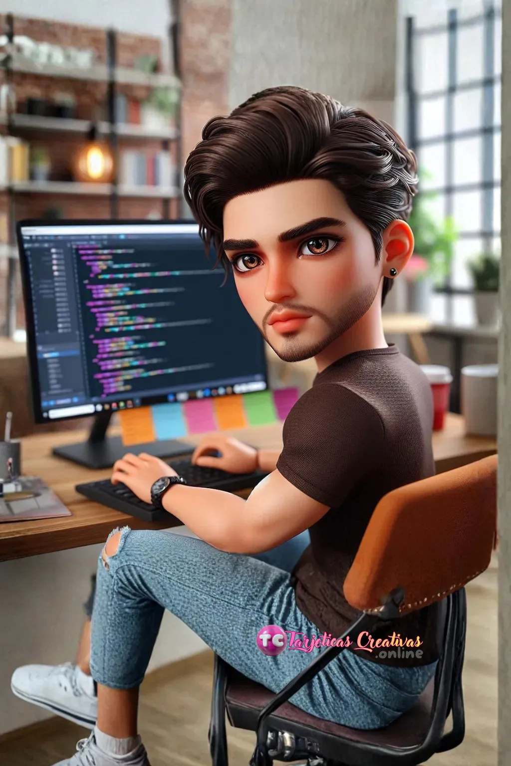 Mujer de pelo rojo repostera con gorro